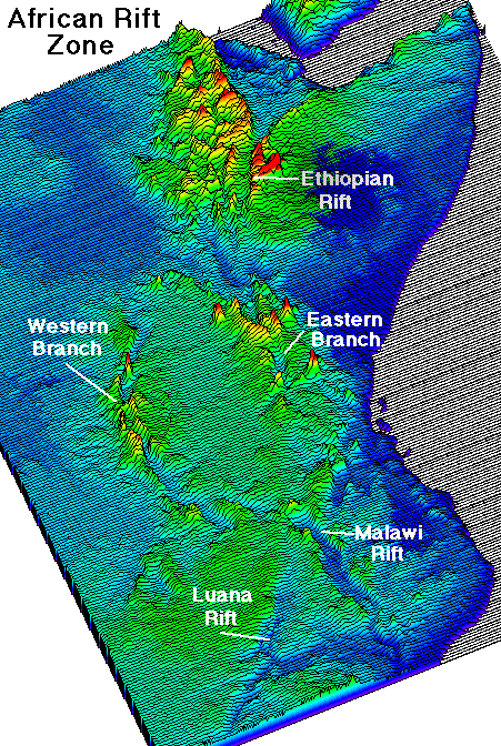 Image showing the African Rift Zone.  Please have someone assist you with this.