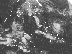 Image of a hurricane approaching the United States coast.