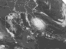 Image of a hurricane hitting the United States coast.