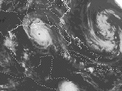 Image of a hurricane hitting the United States coast.