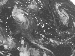 Image of a hurricane hitting the United States coast.