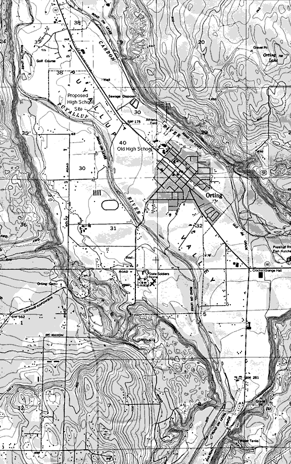 Image of a map of the town Orting.  Please have someone assist you with this.