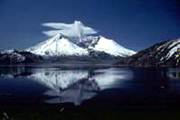 Image of Spirit Lake and Mount St. Helens on May 18, 1982.  This image links to a more detailed image.