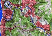 Image of a topographic map.  This image links to a more detailed image.